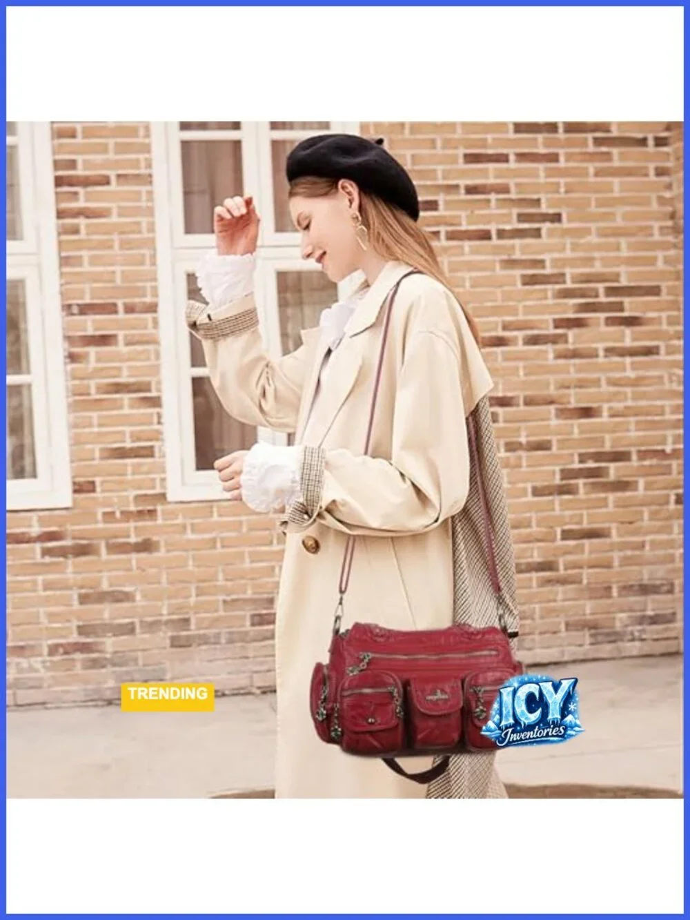Vegan Leather Hobo Bag Crossbody with Multi Pockets Y2K Retro